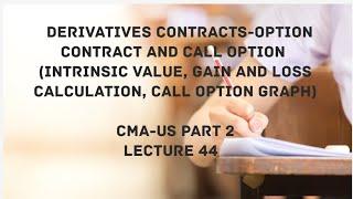 Definition of Derivatives | Option Contract | Call Option | CMA (US)-PART 2 Lec 44