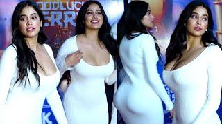 Janhvi Kapoor Flaunting Her Super Huge Figure In White Bodycon Outfit@GoodLuck Jerry Screening