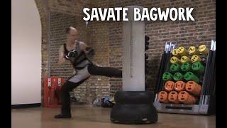 Savate demonstration: bag work