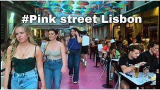 Lisbon, Portugal PINK STREET walking tour.   The most famous bar street  