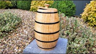 Wood turning a small Barrel with lid from a piece of Oak.