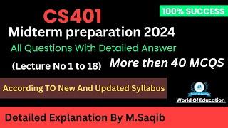 cs401 midterm preparation 2024| cs401 midterm preparation | cs401 Midterm past papers| cs401 midterm