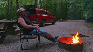 Relaxing by the Campfire: Sriracha BBQ Chicken Skewers: Solo Truck Camping