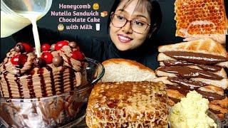 Eating Honeycomb, Chocolate Cake With Milk | Messy Eating | Foodie Darling | Big Bites | Mukbang