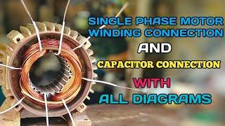 Single phase motor winding connection and capacitor connection with diagram|Motor winding connection