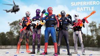 PRO 5 SUPERHERO Survival Battle || Which Spider-Man Will Win ??? ( Epic Nerf War ) by FLife TV