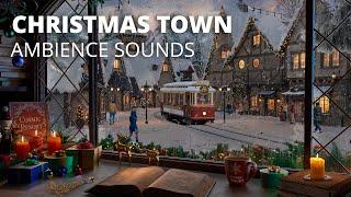 Cozy Christmas Town with Relaxing Snow and Fireplace Sounds | Winter Wonderland Ambience