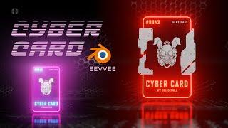 3D neon CYBER punk card template for Blender Eevvee render (.blend file)