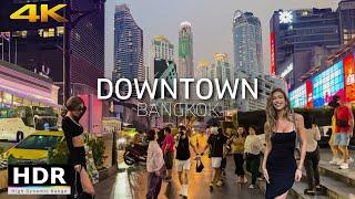 4K HDR // Night Walking in Downtown Bangkok | Pratunam to Siam Square | Thailand 2023