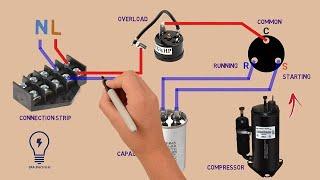 split ac compressor capacitor connection  | Air Conditioner Circuit