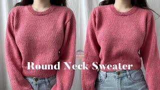 DIY 대바늘 라운드넥 셋인슬리브 스웨터 Knit Round neck set in sleeve sweater tutorial