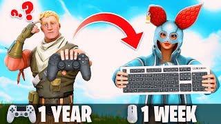 1 Week Progression From PS4 to PC (Controller to Keyboard & Mouse) Fortnite Battle Royale