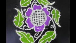 Easy Rangoli Design | Simple Kolam Design | Flower and Leaf Rangoli #11