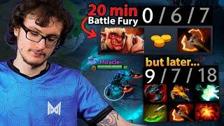MIRACLE 20min Battle Fury HARD Game but he is the M-God of Dota 2