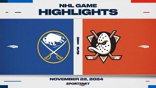 NHL Highlights | Buffalo Sabres vs. Anaheim Ducks - November 22, 2024