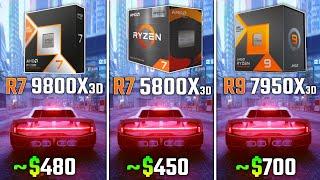 RYZEN 7 9800X3D vs RYZEN 7 5800X3D vs RYZEN 9 7950X3D | Test in 6 Games