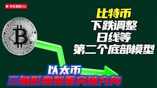 比特幣99500過不去向下調整 | 比特幣關注下跌趨勢線突破 | 以太幣橫盤等三角形變盤 |