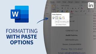 Word Tutorial - Formatting text with paste options