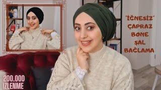 ŞAL BAĞLAMA | Çapraz bone şal | 2 farklı model | İğnesiz | Hijab tutorial