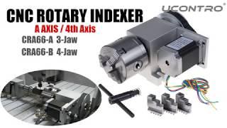 UCONTRO CRA66-A CNC Router Rotary Indexer 4th Axis with Chuck and 57 Stepper Motor