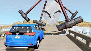 BeamNG Drive Secret Area Protected By Hammers - Cars Try To Drive In | Crashes & Fails Compilation