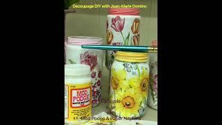 Up-cycle a Jar with Napkin Decoupage Mod Podge | for Beginners | | #shorts #YouTubeShorts