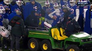Terrel Bernard gets carted off with a right ankle injury vs Steelers | NFL Playoffs Wild Card 2024