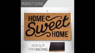 Coco Coir Door Mat with Heavy Duty Backing, Home Sweet Home Doormat, 17”x30” Size, Easy to Clean