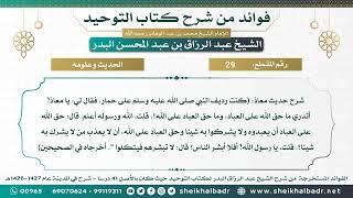 [29] شرح حديث معاذ: أتدري ما حق الله على العباد، وما حق العباد على الله؟ - الشيخ عبد الرزاق البدر