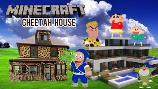 Shinchan Made a House for Cheetah In Minecraft | Modern House Minecraft Survival Series GREENGAMING