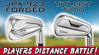 PLAYERS DISTANCE BATTLE! Mizuno JPX 923 Forged vs Titleist T200