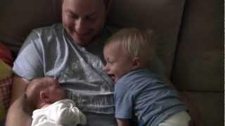 Baby Micah Laughing Hysterically at Newborn Sister