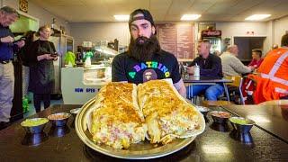 WIN THE CASH JACKPOT IF YOU CAN FINISH THIS GIANT BURRITO QUICK ENOUGH! | BeardMeatsFood