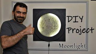 3D Işıklı Dolunay Duvar Tablo Çalışması.Moonlight Diy Project.