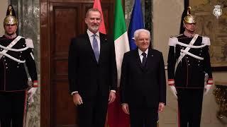 SS.MM. los Reyes son recibidos oficialmente por el Presidente de Italia en el Palacio del Quirinal