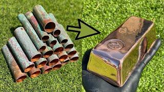 Melting Copper - Backyard Bullion - ASMR Metal Melting - Huge Copper Bar - BigStackD Casting