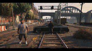 "GTA5"(2013) Lamar hit by car with a moving train