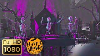 DJ HALLOWEEN PARTY BACKGROUND - DJ Dancing Skeletons. Scary Video. Halloween Loop Video (No Sounds)