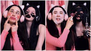 ASMR Pink VS Black Skincare XO TEAM Elsarca and Nevada #xoteam #tiktok #elsarca