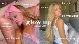 ‍️GLOW UP with me ⋆𐙚₊˚⊹ / my everything shower essentials, @ home mani & pedi, brow tint, & yoga