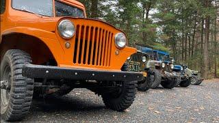 Vintage Willys jeep camping trip