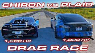 $3.6M CHIRON vs PLAID DRAG & ROLL RACE at the all new Triple F Raceway
