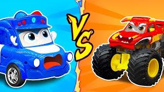 Police Car VS Monster Truck | Police Cars Chase And Action Packed Rescue | Dinky TV