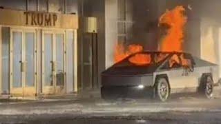 Tesla Cybertruck explodes in front of Trump Hotel!