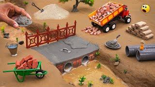 diy mini truck making bricks and home pipe bridge construction @sanocreator