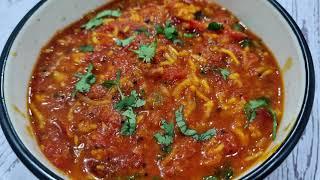 Sev Tameta nu Shaak - Delicious #Dhabastyle Kathiyawadi Tomato Curry with Crispy Sev #GujaratiFood