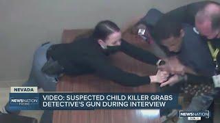 Video shows accused child killer grab detective’s gun, fight with officers