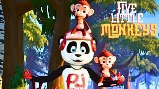 Five Little Monkeys | Kids Hip Hop Nursery Rhymes by Pj Panda