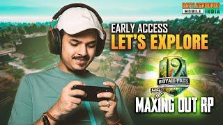 BGMI FIRST LOOK AND MAXING OUT RP 19 || BATTLE GROUNDS MOBILE INDIA IS HERE