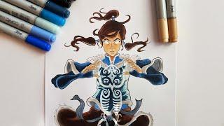 Korra Speed Drawing - Avatar The Legend of Korra | Copic + colored Pencils